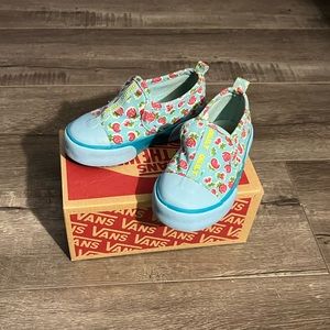 Blue Slip On Sneakers w/ Red Strawberries on them Sz 26 or Size 9